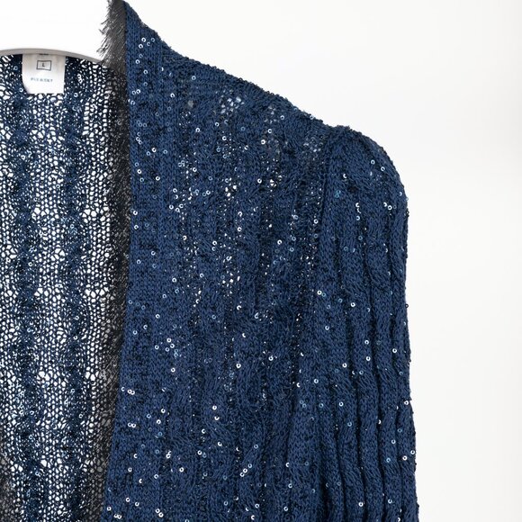 Oscar de la Renta AW/10 Blue-Ombre Silk-Blend Sequined Cable-Knit Cardigan - Picture 4 of 9